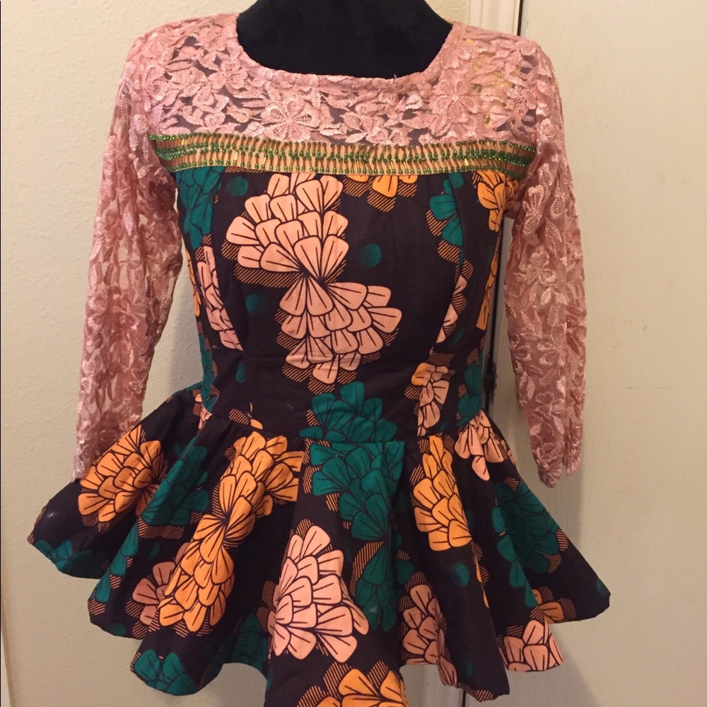 Beaded lace peplum top
